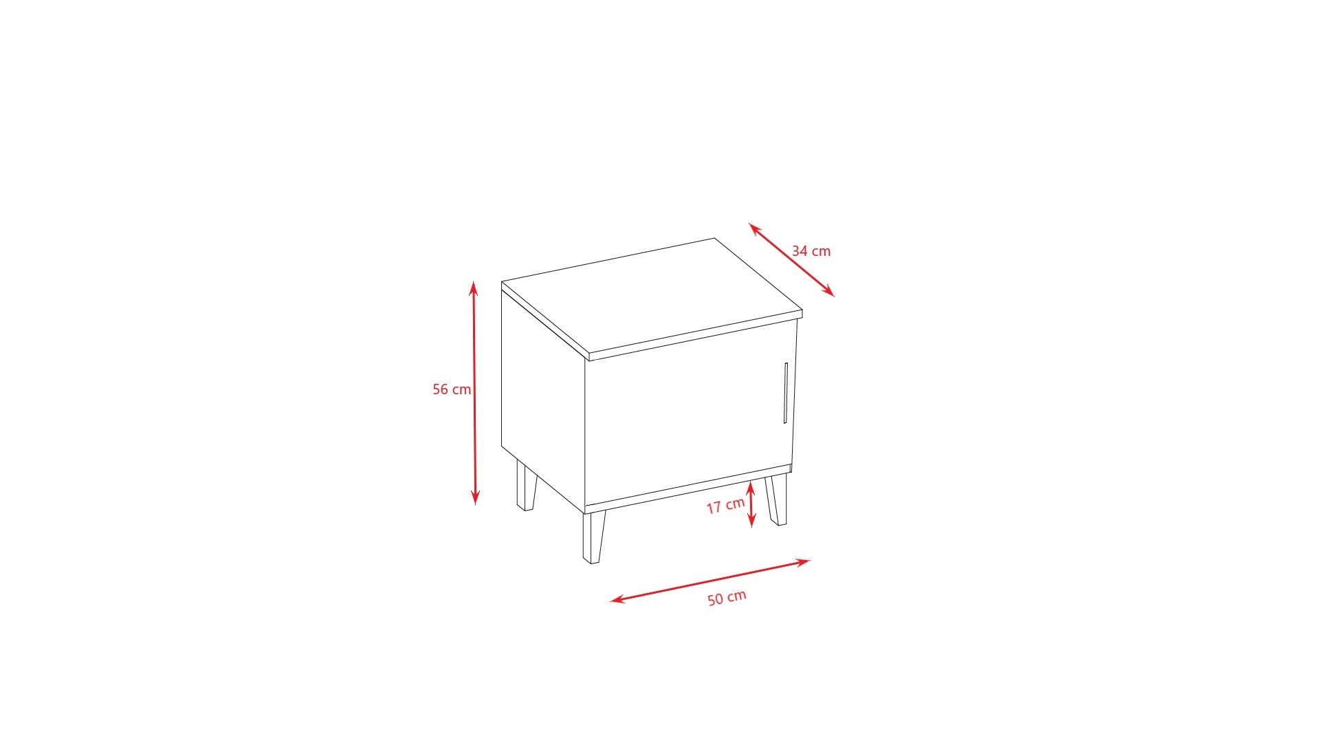 Bedside Table Kubi - Grey