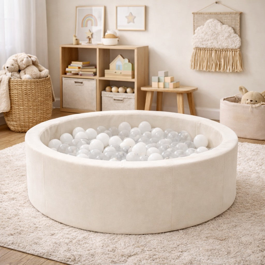 bees&blooms pehmeä pallomeri 90 cm beige, pallomeri valoisassa lastenhuoneessa