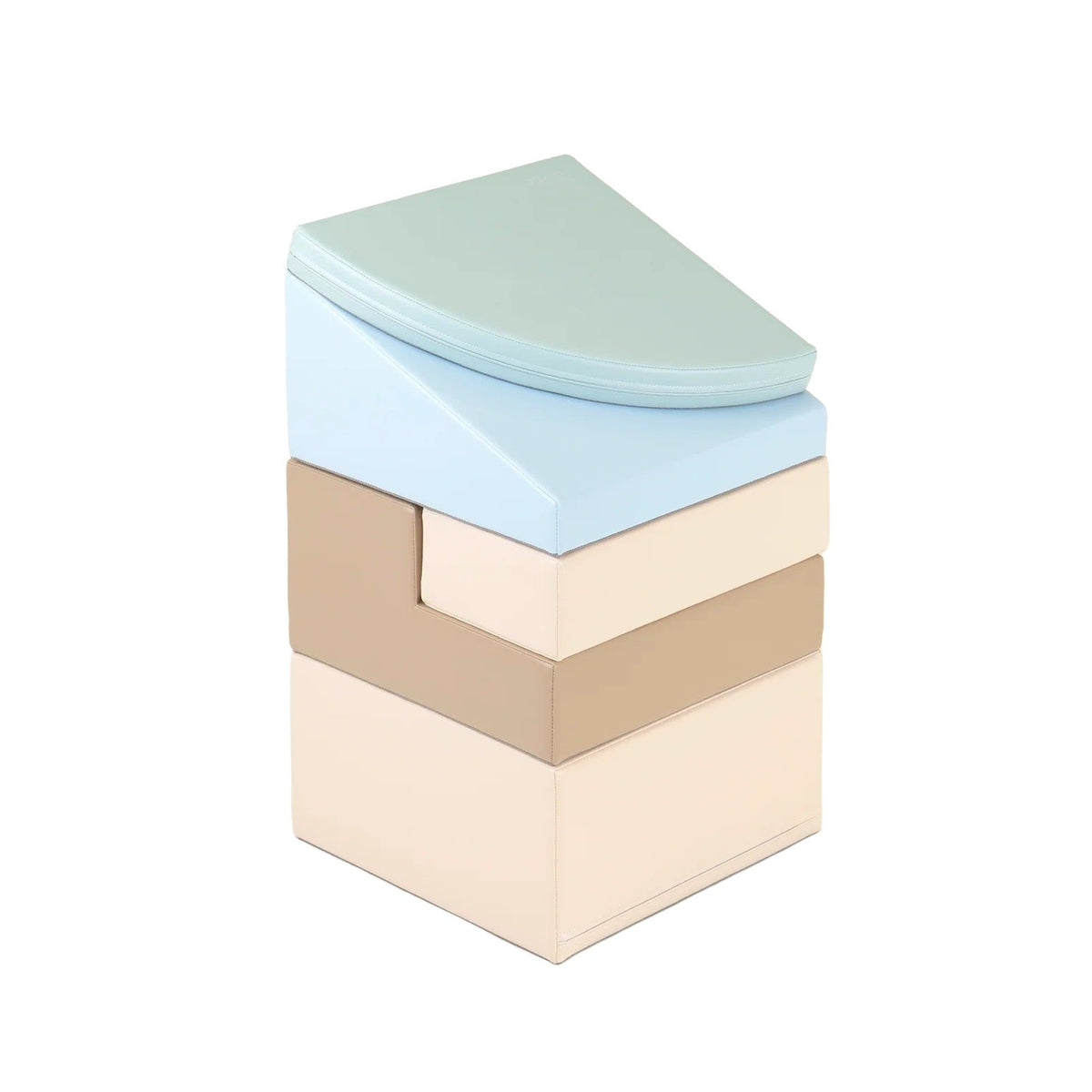 IGLU pehmopalikkasetti corner climber 5 palikkaa maanläheinen pastelli, palikat pinottuna päällekkäin
