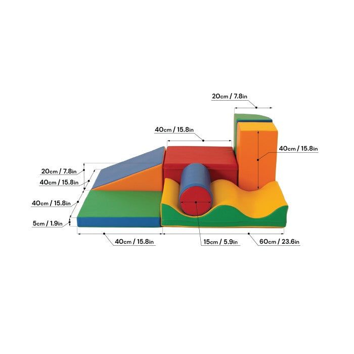 Soft Play 7 Foam Block Set - Multicolor Discoverer