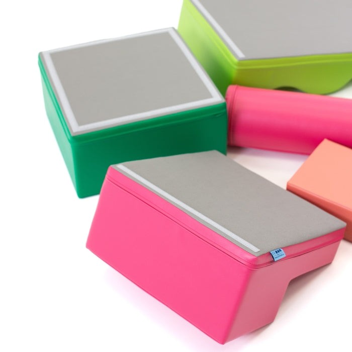 Soft Play 6 Foam Block Set - Pink & Green Explorer