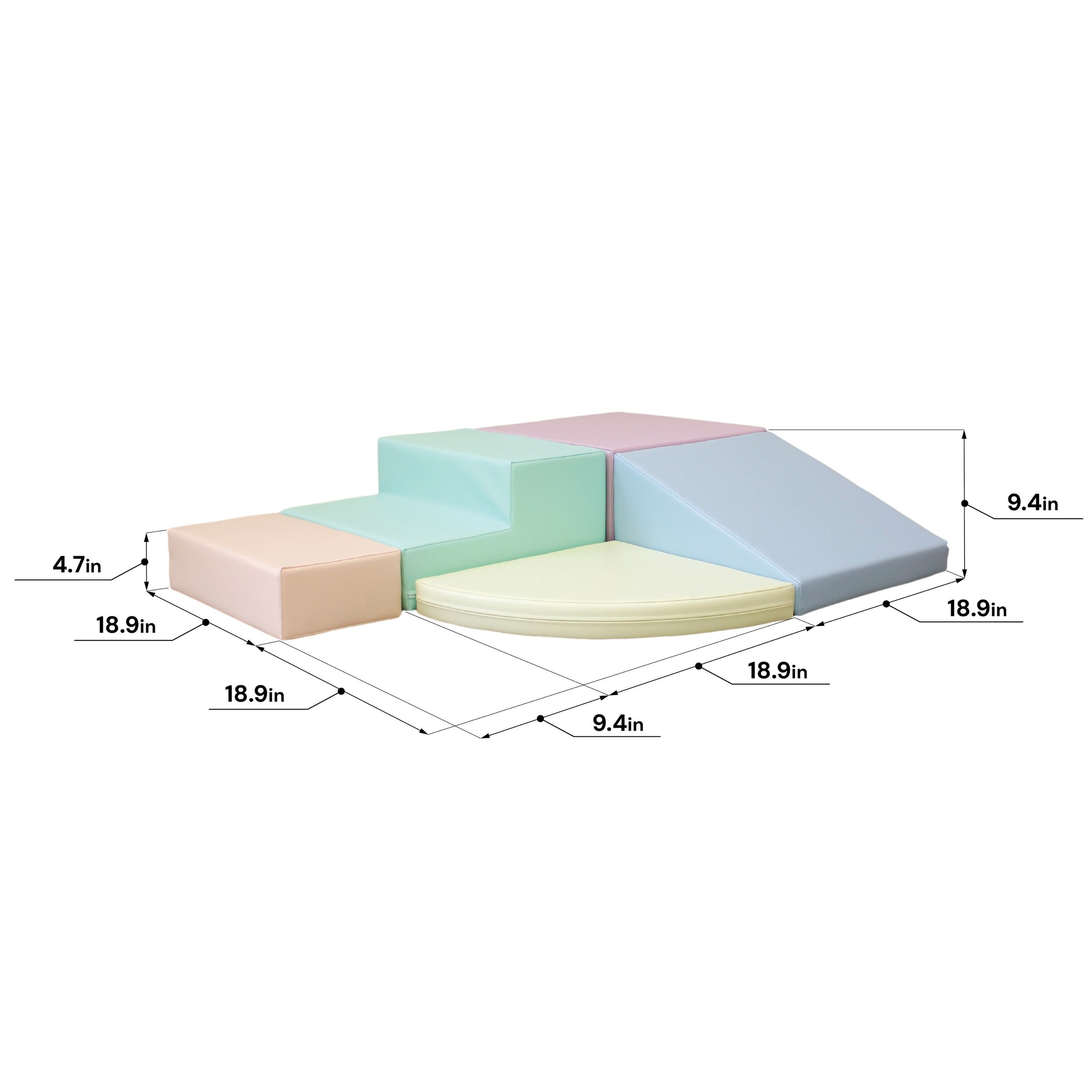 Soft Play 5 Foam Block Set - Light Pastel Corner Climber XL