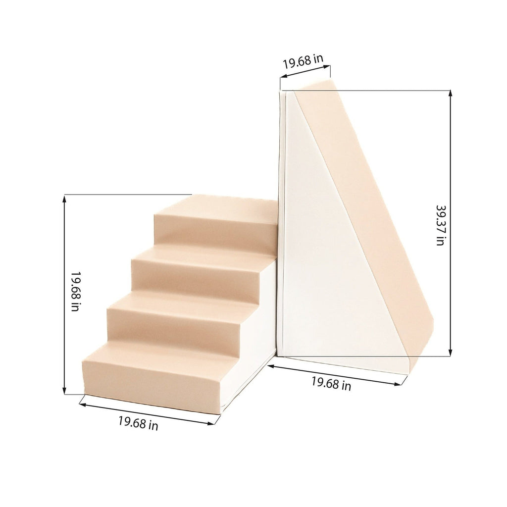 Soft Play Step and Slide Set - White and Beige