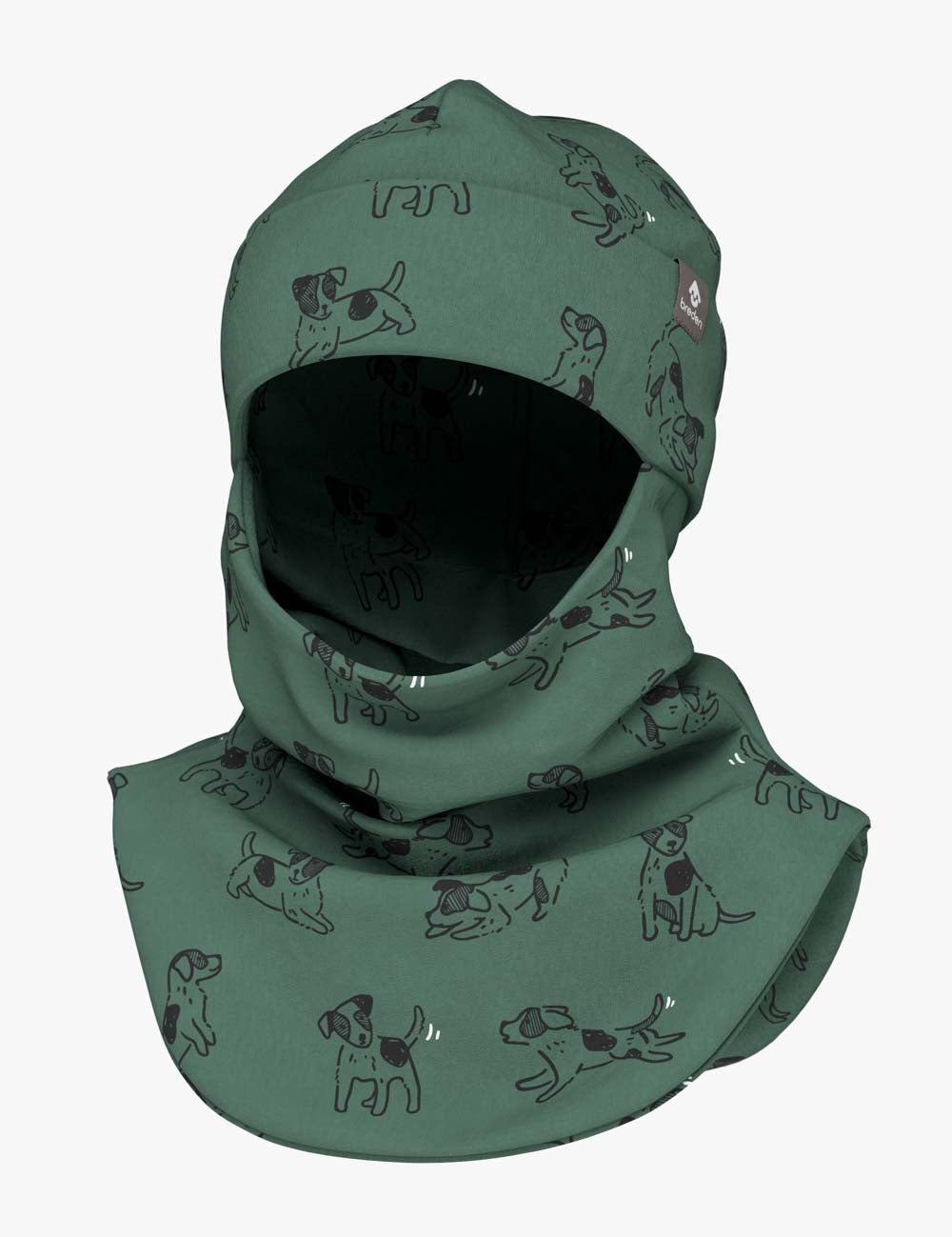 Spring-Fall Kids Balaclava BREDEN - Green Dogs
