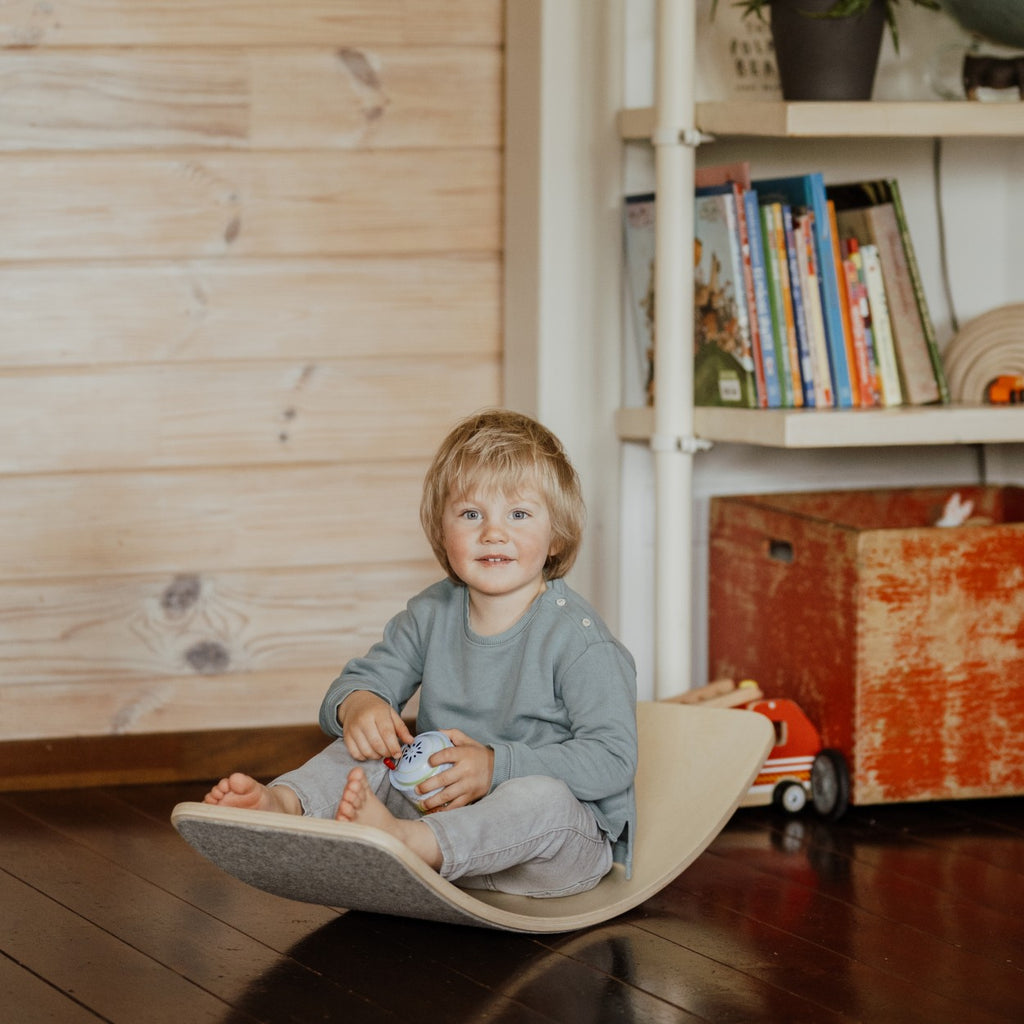 Wooden Balance Board With Grey Felt